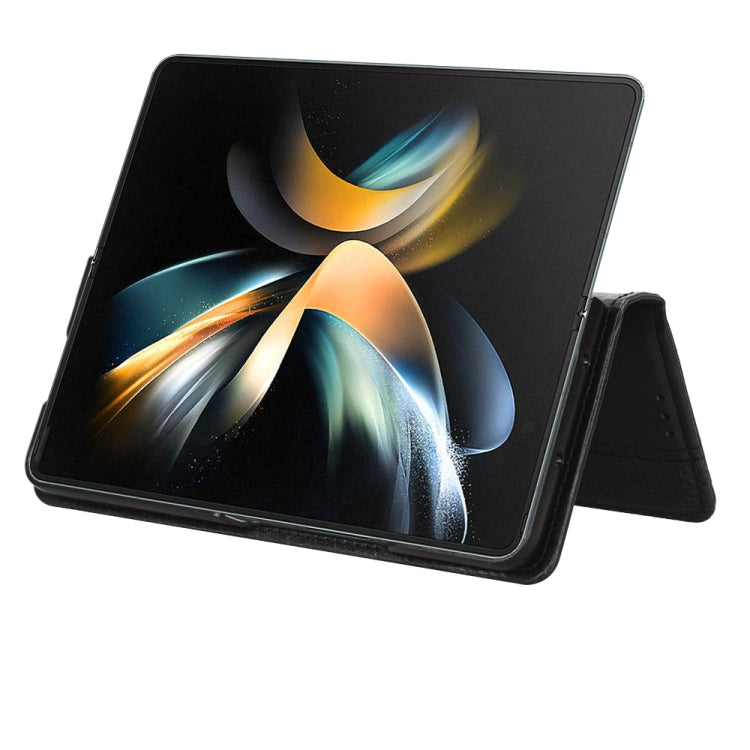 For Samsung Galaxy Z Fold4 5G Magnetic Buckle Retro Texture Leather Phone Case