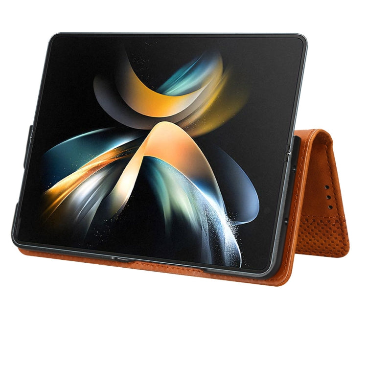 For Samsung Galaxy Z Fold4 5G Magnetic Buckle Retro Texture Leather Phone Case
