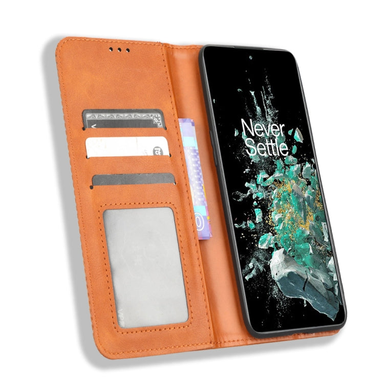 For OnePlus 10T 5G / Ace Pro 5G Magnetic Buckle Retro Texture Leather Phone Case