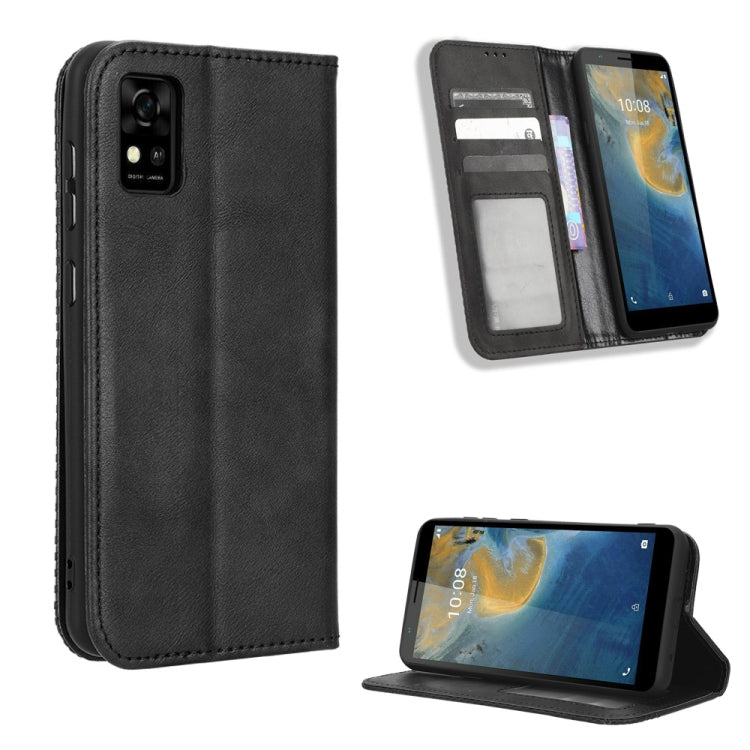 For ZTE Avid 589 Z5158 Magnetic Buckle Retro Texture Leather Phone Case