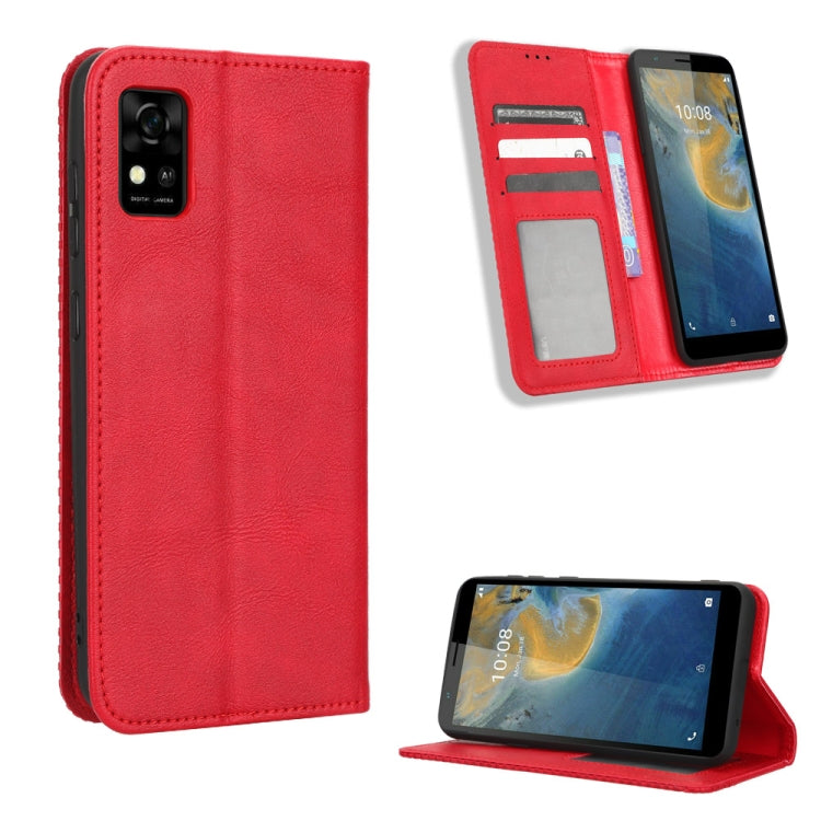 For ZTE Avid 589 Z5158 Magnetic Buckle Retro Texture Leather Phone Case