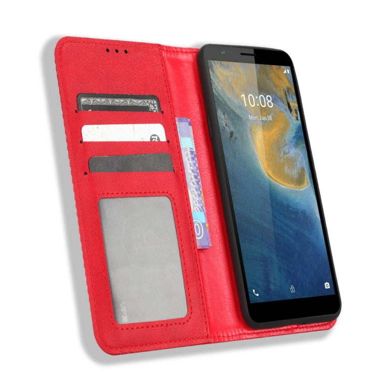 For ZTE Avid 589 Z5158 Magnetic Buckle Retro Texture Leather Phone Case