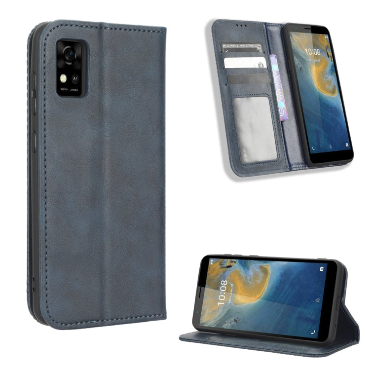 For ZTE Avid 589 Z5158 Magnetic Buckle Retro Texture Leather Phone Case