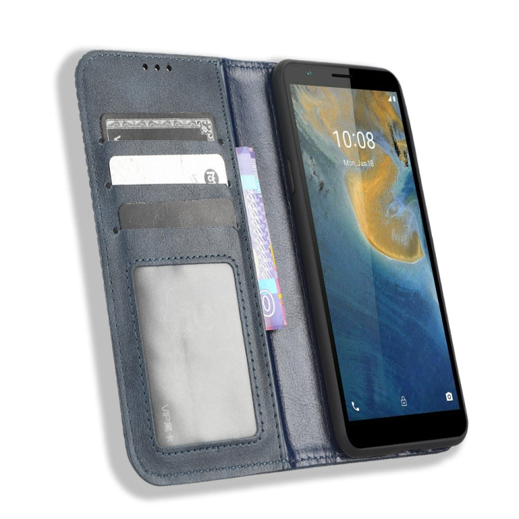 For ZTE Avid 589 Z5158 Magnetic Buckle Retro Texture Leather Phone Case