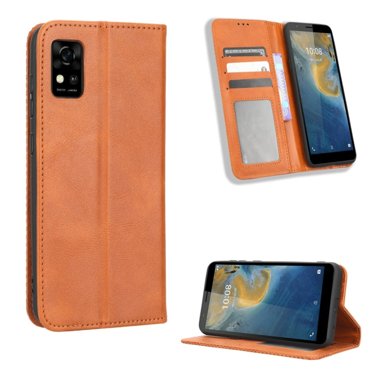 For ZTE Avid 589 Z5158 Magnetic Buckle Retro Texture Leather Phone Case