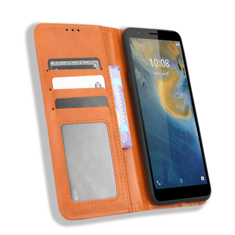 For ZTE Avid 589 Z5158 Magnetic Buckle Retro Texture Leather Phone Case