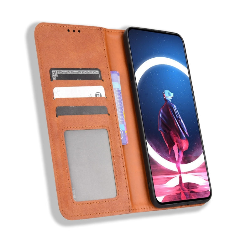 For ZTE Nubia Red Magic 7S Pro Magnetic Buckle Retro Texture Leather Phone Case