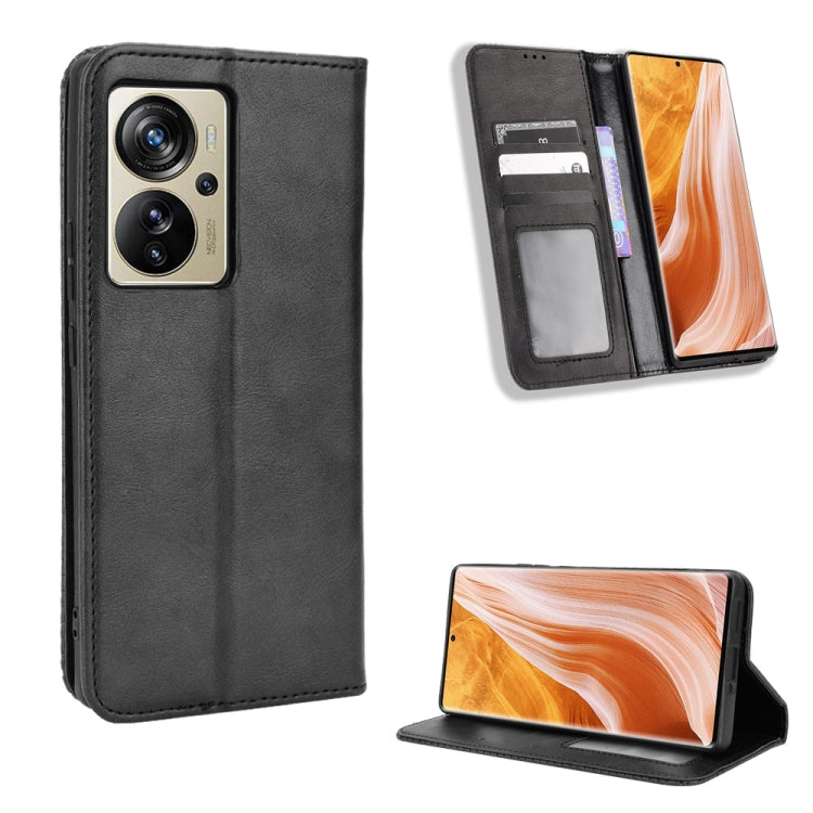 For ZTE Axon 40 Pro Magnetic Buckle Retro Texture Leather Phone Case