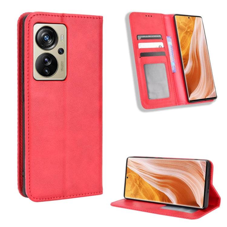 For ZTE Axon 40 Pro Magnetic Buckle Retro Texture Leather Phone Case