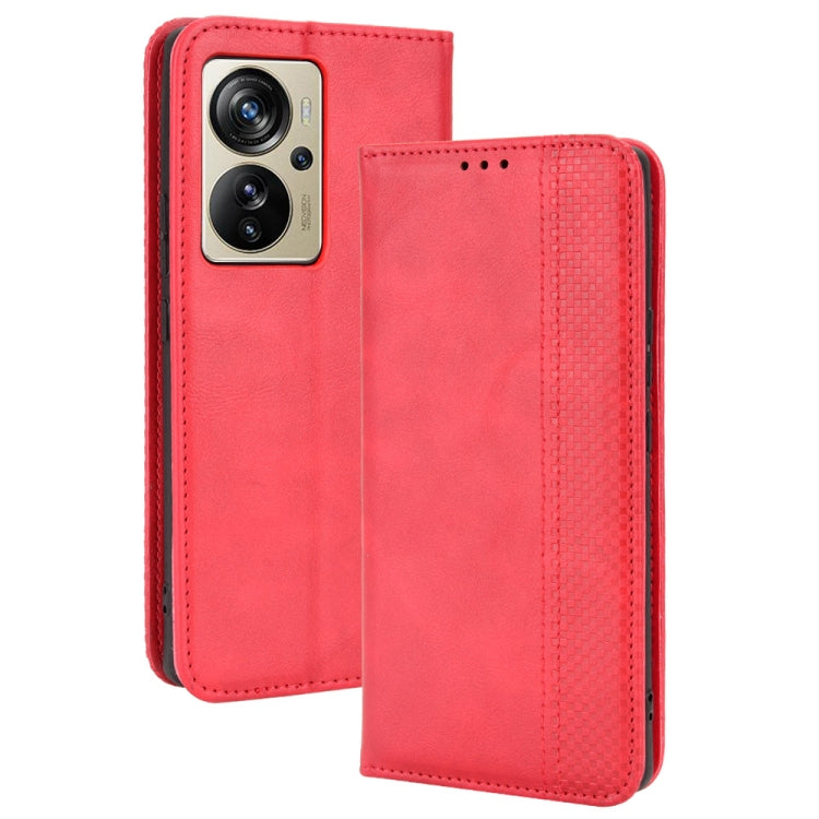 For ZTE Axon 40 Pro Magnetic Buckle Retro Texture Leather Phone Case