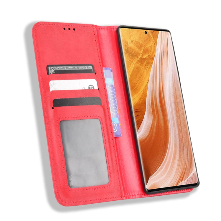 For ZTE Axon 40 Pro Magnetic Buckle Retro Texture Leather Phone Case