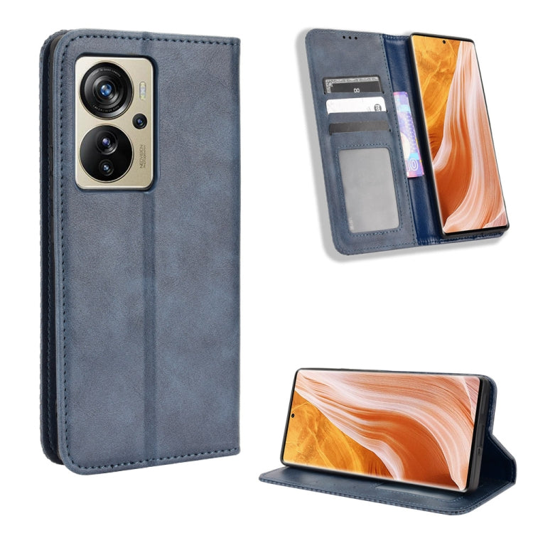 For ZTE Axon 40 Pro Magnetic Buckle Retro Texture Leather Phone Case