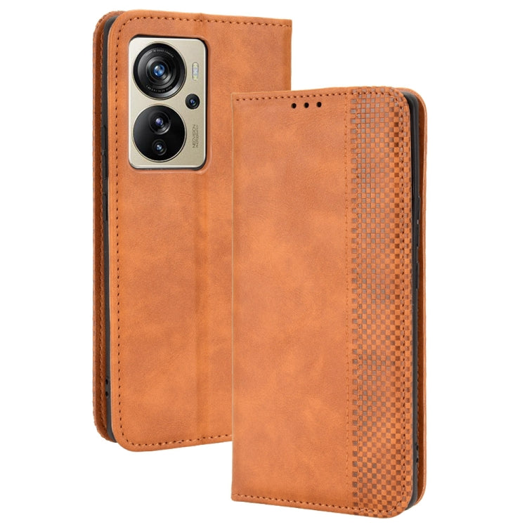 For ZTE Axon 40 Pro Magnetic Buckle Retro Texture Leather Phone Case