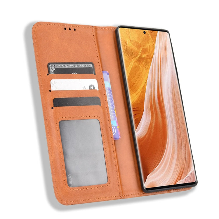 For ZTE Axon 40 Pro Magnetic Buckle Retro Texture Leather Phone Case