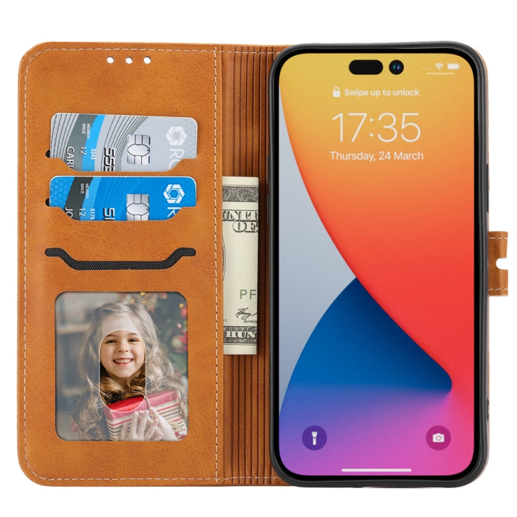 For iPhone 14 Pro Max Embossed Happy Cat Pattern Flip Leather Phone Case