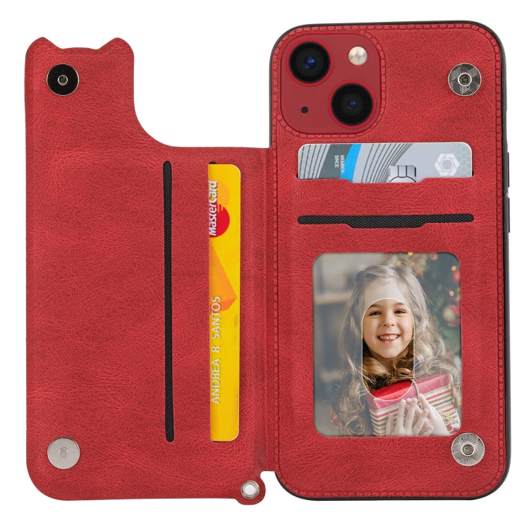 For iPhone 14 Mandala Embossed Card Slots PU+TPU Phone Case