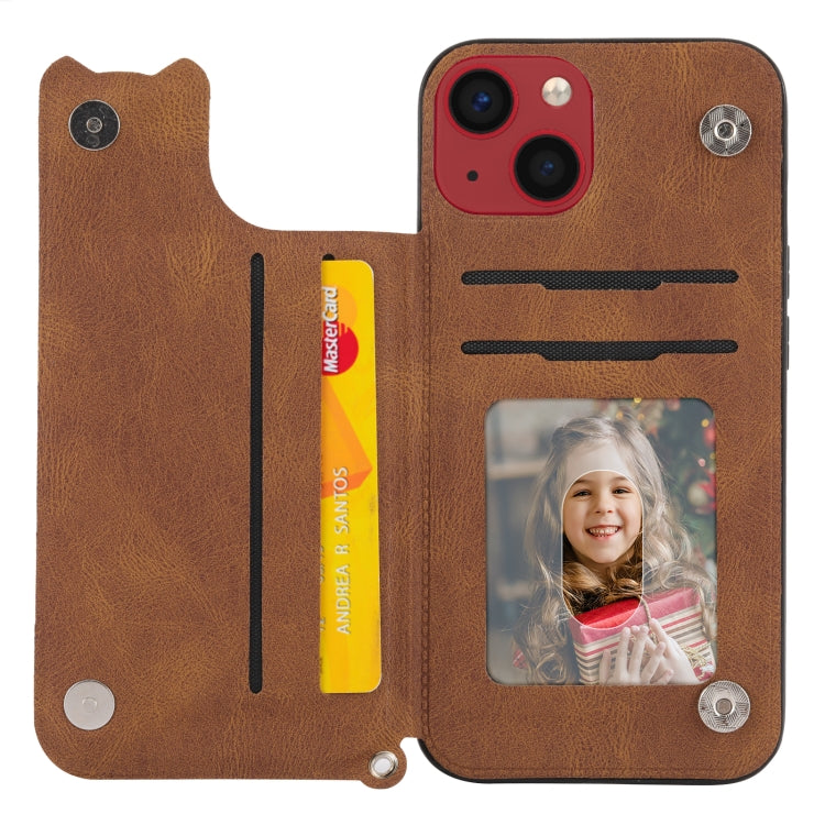 For iPhone 14 Mandala Embossed Card Slots PU+TPU Phone Case