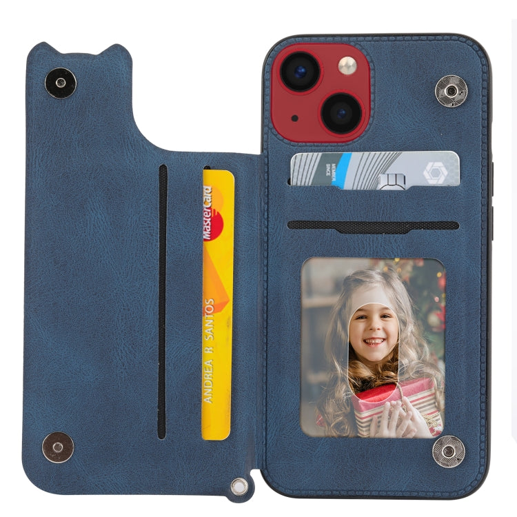 For iPhone 14 Plus Mandala Embossed Card Slots PU+TPU Phone Case