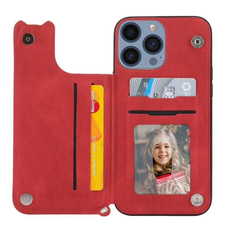 For iPhone 14 Pro Max Mandala Embossed Card Slots PU+TPU Phone Case