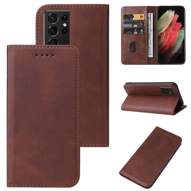 For Samsung Galaxy S21 Ultra 5G Magnetic Closure Leather Phone Case