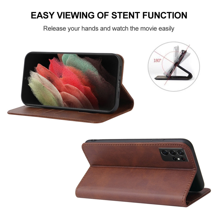 For Samsung Galaxy S21 Ultra 5G Magnetic Closure Leather Phone Case
