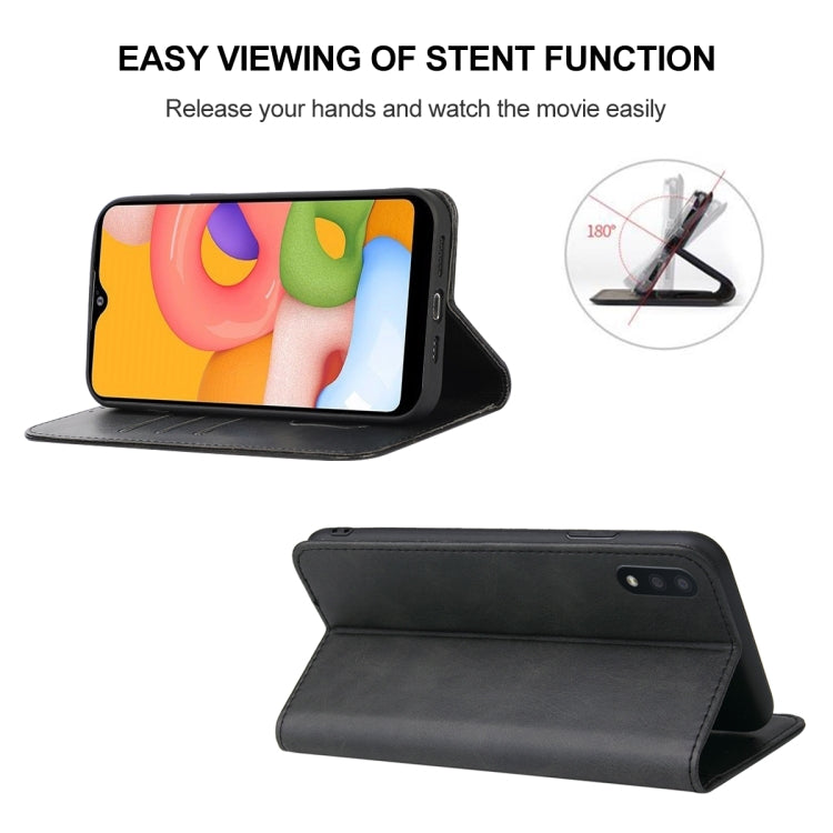 For Samsung Galaxy A01 Magnetic Closure Leather Phone Case