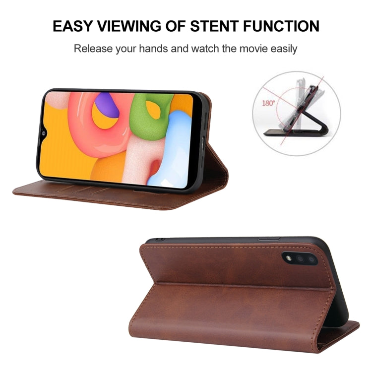 For Samsung Galaxy A01 Magnetic Closure Leather Phone Case