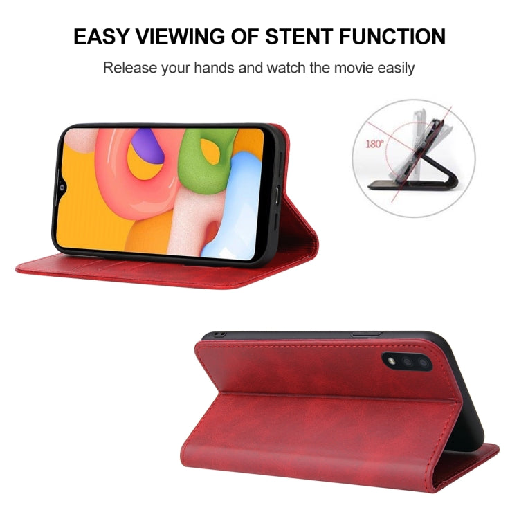 For Samsung Galaxy A01 Magnetic Closure Leather Phone Case