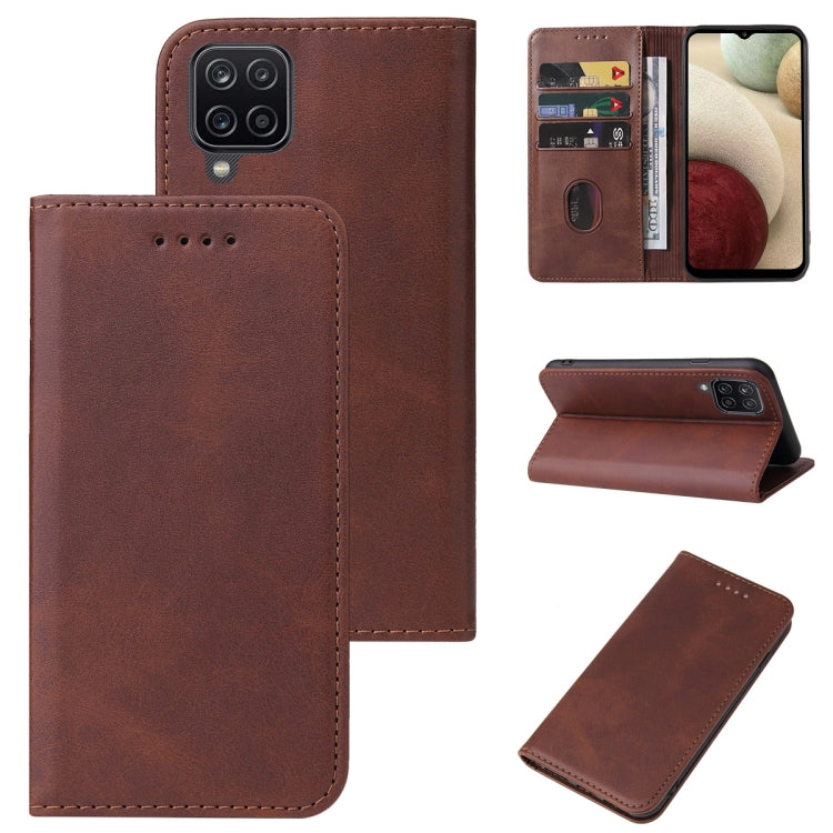 For Samsung Galaxy A12 / A12 Nacho Magnetic Closure Leather Phone Case
