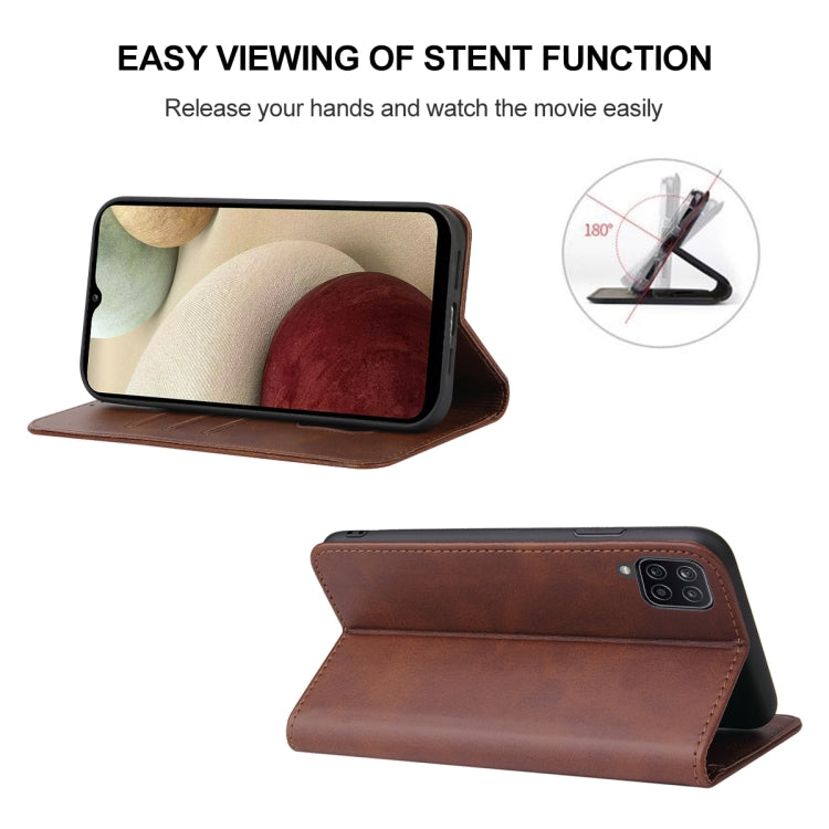 For Samsung Galaxy A12 / A12 Nacho Magnetic Closure Leather Phone Case