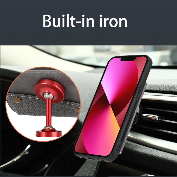 For iPhone 14 Plus Double Buckle Card Slots PU+TPU Phone Case