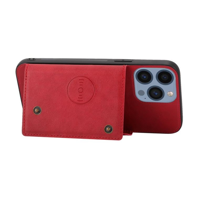 For iPhone 14 Pro Double Buckle Card Slots PU+TPU Phone Case