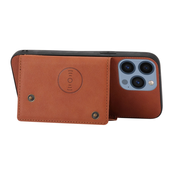 For iPhone 14 Pro Max Double Buckle Card Slots PU+TPU Phone Case