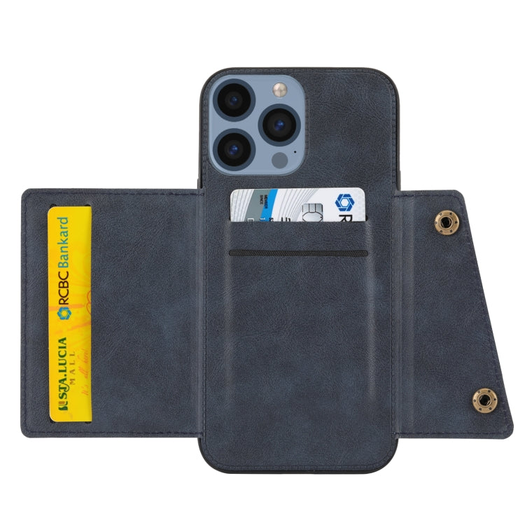 For iPhone 14 Pro Max Double Buckle Card Slots PU+TPU Phone Case