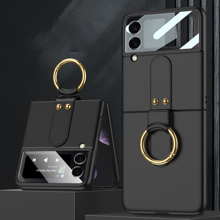 For Samsung Galaxy Z Flip4 GKK Ultra-thin PC Full Coverage Phone Flip Case with Ring Holder