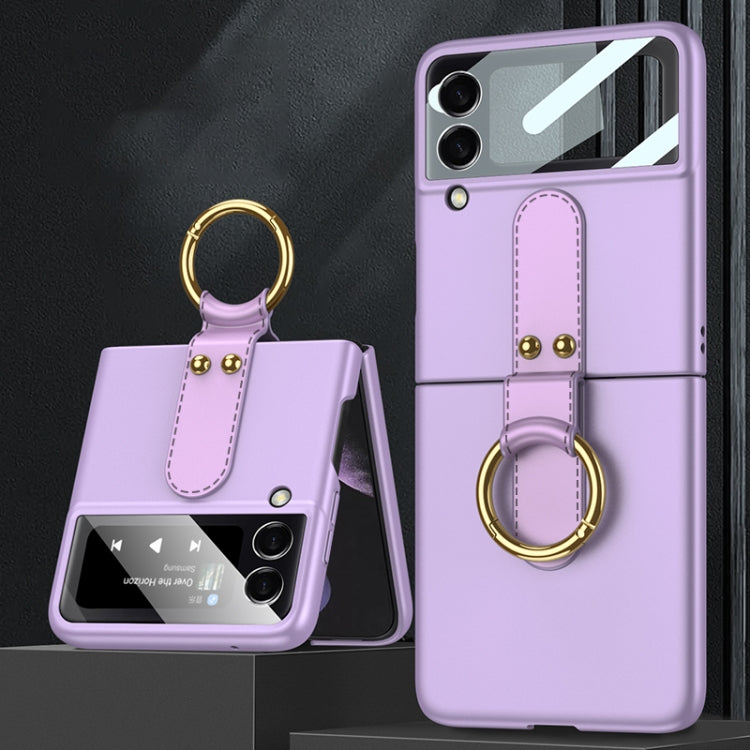 For Samsung Galaxy Z Flip4 GKK Ultra-thin PC Full Coverage Phone Flip Case with Ring Holder