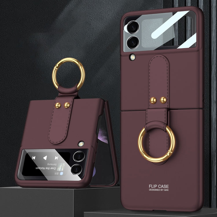 For Samsung Galaxy Z Flip4 GKK Ultra-thin PC Full Coverage Phone Flip Case with Ring Holder