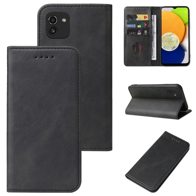 For Samsung Galaxy A03 EU 166.5mm Magnetic Closure Leather Phone Case