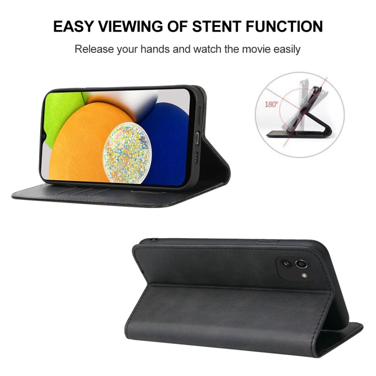 For Samsung Galaxy A03 EU 166.5mm Magnetic Closure Leather Phone Case