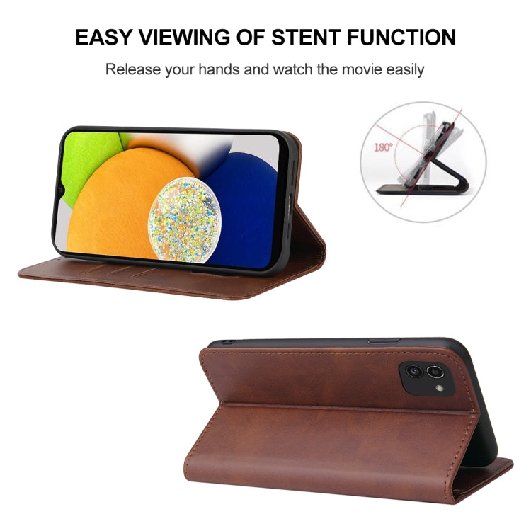 For Samsung Galaxy A03 EU 166.5mm Magnetic Closure Leather Phone Case
