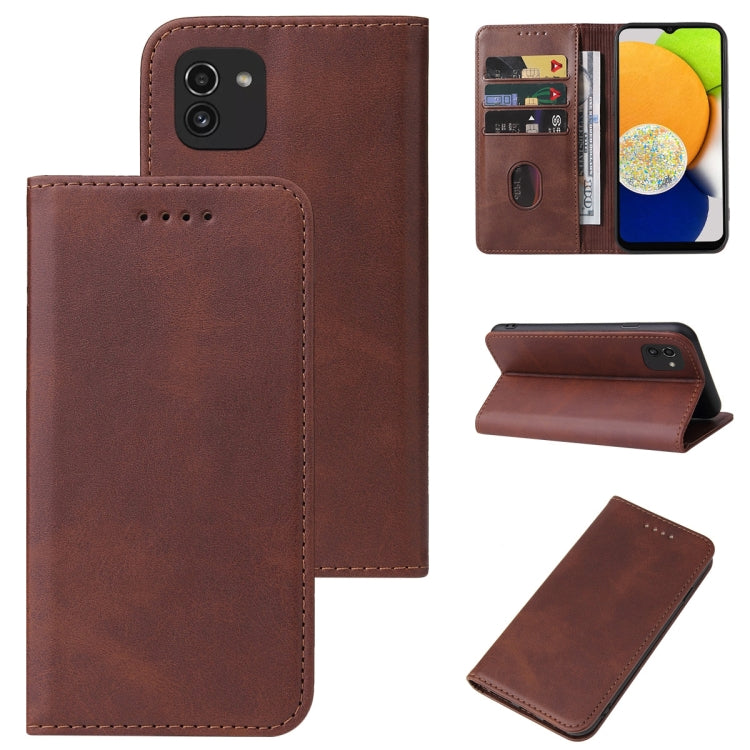 For Samsung Galaxy A03 Global 164.27mm Magnetic Closure Leather Phone Case