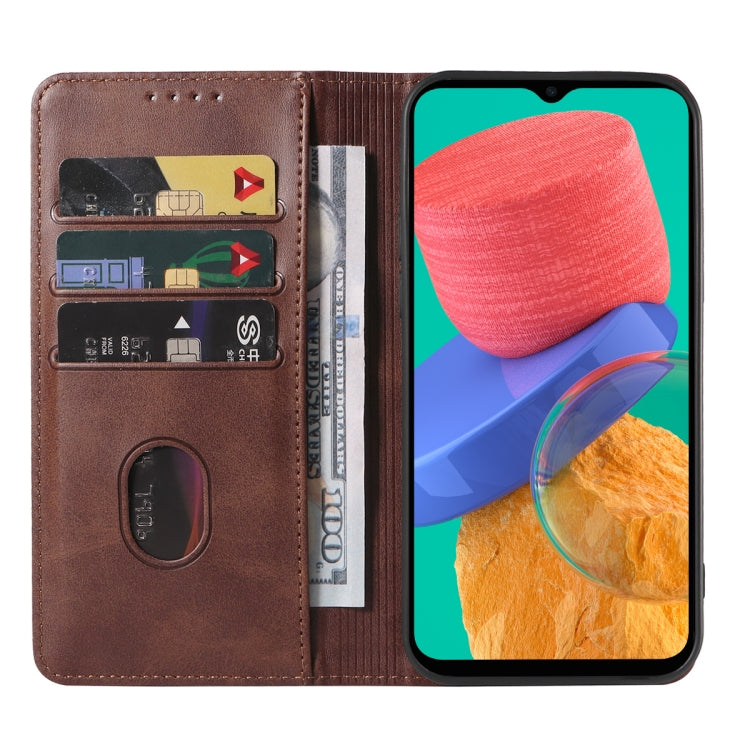 For Samsung Galaxy M33 India Magnetic Closure Leather Phone Case