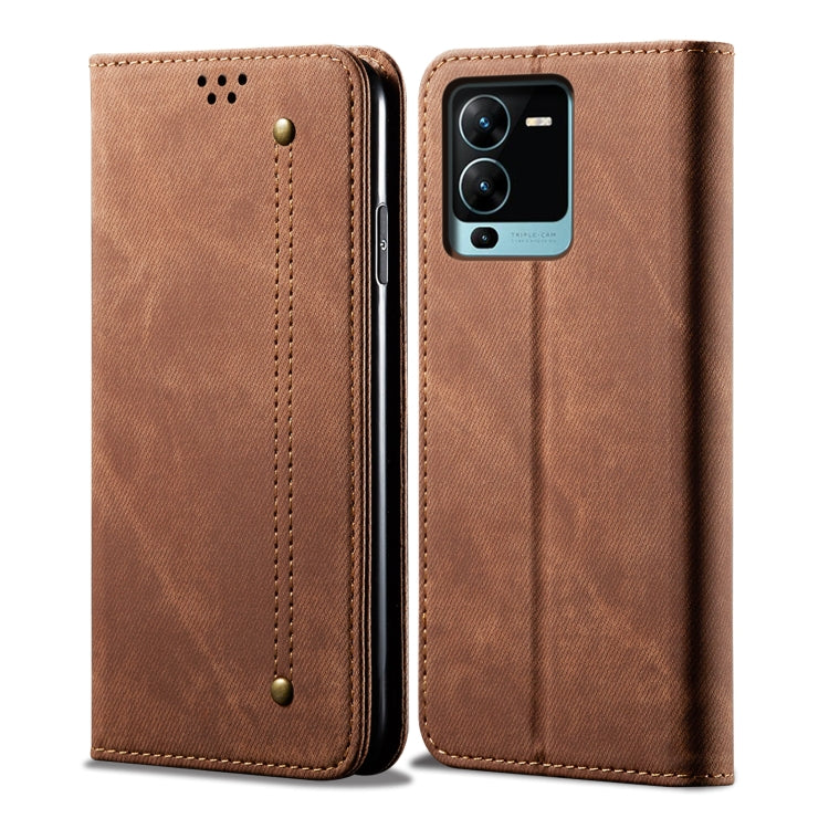 For vivo V25 Pro Denim Texture Casual Style Flip Leather Phone Case