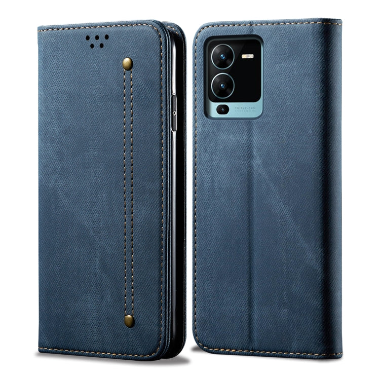 For vivo V25 Pro Denim Texture Casual Style Flip Leather Phone Case