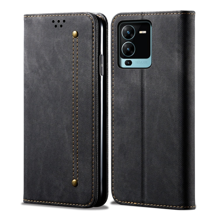 For vivo V25 Pro Denim Texture Casual Style Flip Leather Phone Case