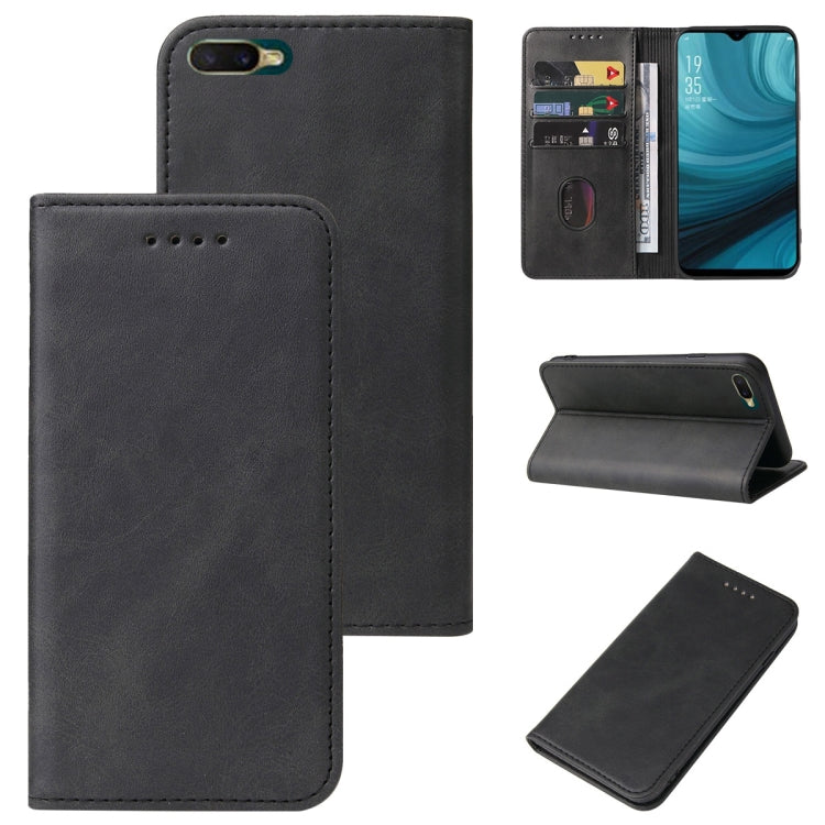 For OPPO A7n Magnetic Closure Leather Phone Case