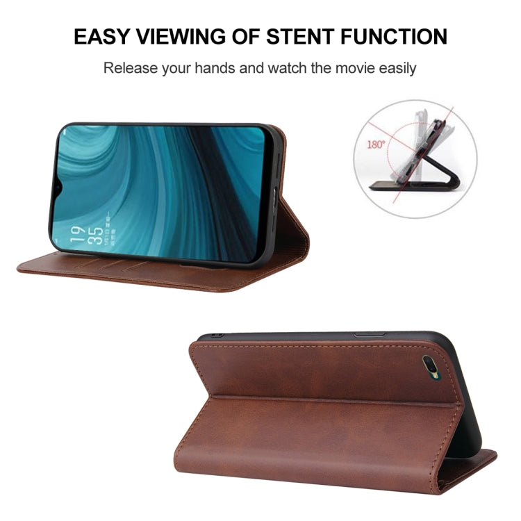 For OPPO A7n Magnetic Closure Leather Phone Case