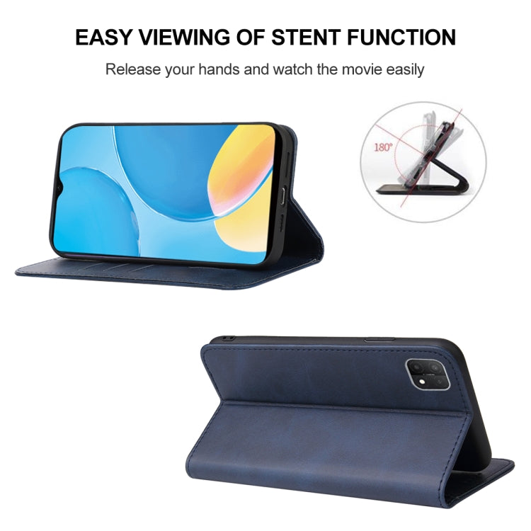For OPPO A15s Magnetic Closure Leather Phone Case
