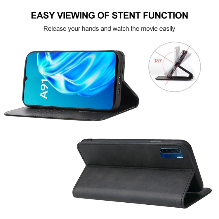 For OPPO A91 Magnetic Closure Leather Phone Case