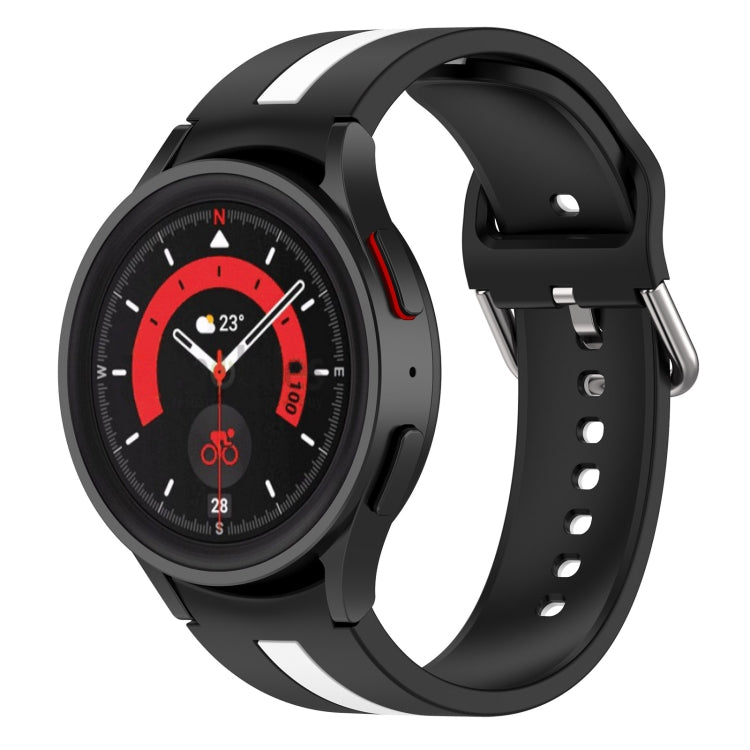 For Samsung Galaxy Watch5 / Watch5 Pro Two-color Stripe Silicone Watch Band